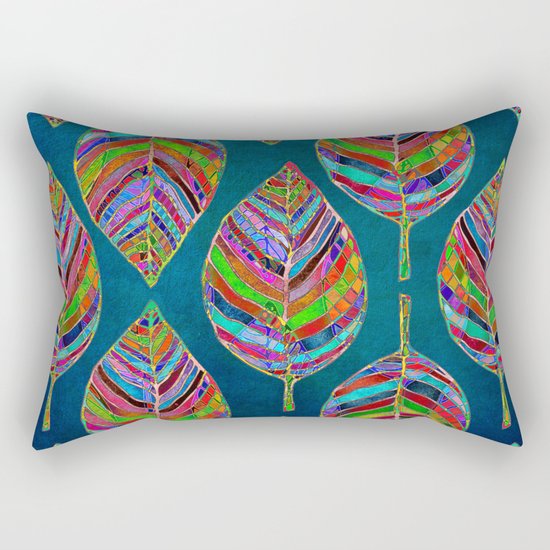 Multicolor Leaf Pattern Rectangular Pillow