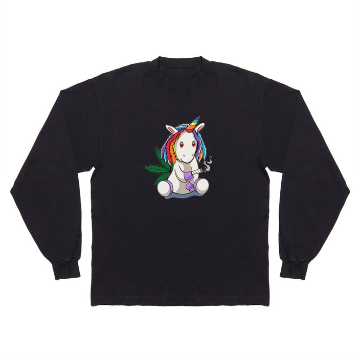 Funny Cannabis Weed Unicorn Gift design Long Sleeve T Shirt