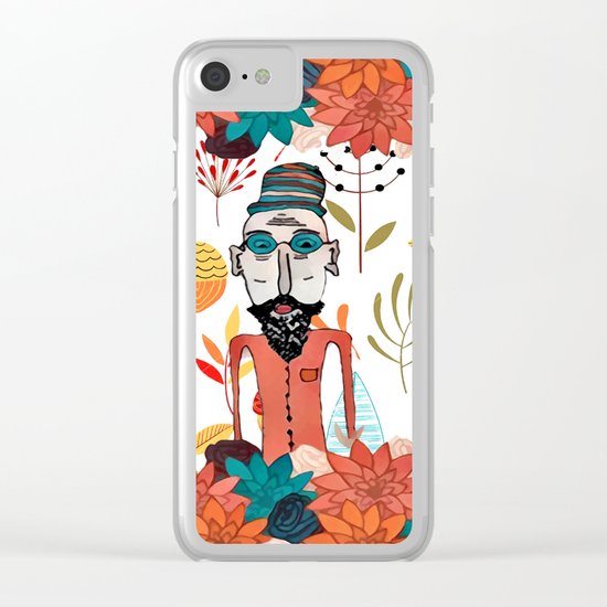 Old floral man Clear iPhone Case