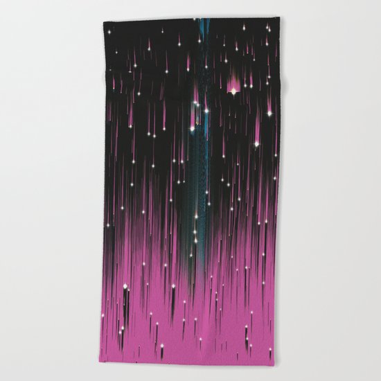 Pink Meteors Beach Towel