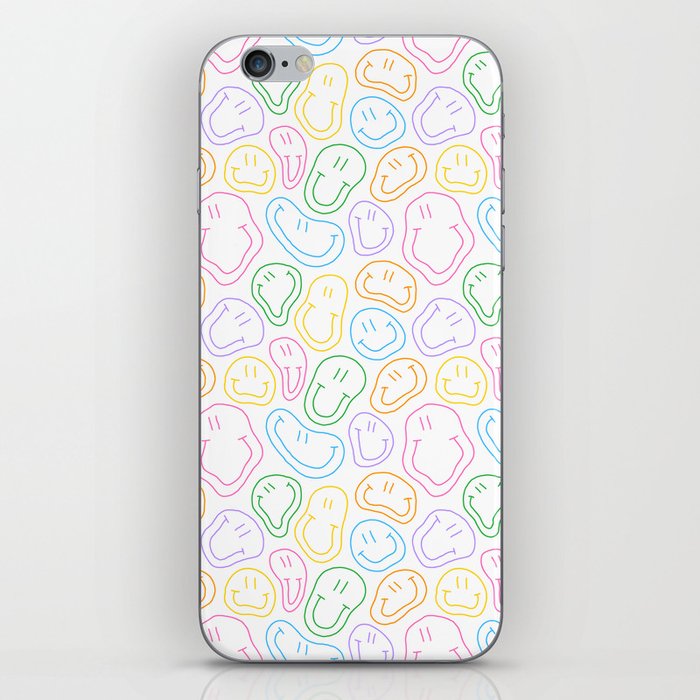 Funny melting smiling happy face colorful cartoon seamless pattern iPhone Skin
