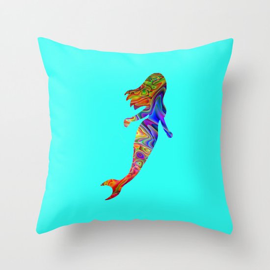 Psychedelic Mermaid Throw Pillow