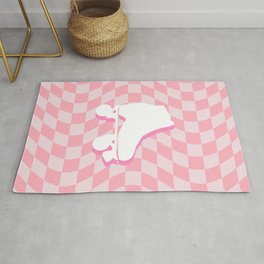 Pink Lilac Wavy Checkered Roller Skate Area & Throw Rug