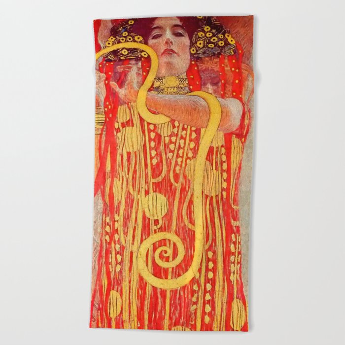 Gustav Klimt University Of Vienna Ceiling Paintings Medicine Detail Showing Hygieia Beach Towel By Alexandra Arts