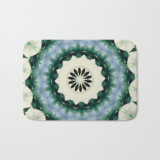 Cerulean Blue and Sacramento Green Mandala Bath Mat