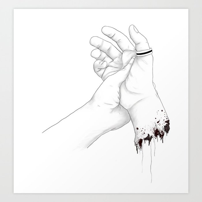 bleeding hand drawing