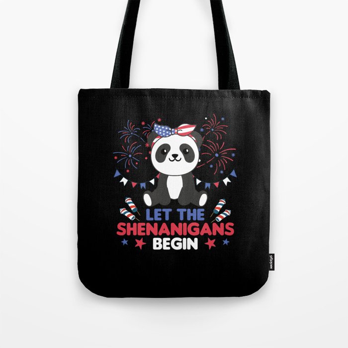 Happy 4th Cute Panda With Fireworks America Tote Bag