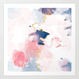 Kintsugi Pastel Marble #kintsugi #gold #japan #marble #pink #blue #home #decor #kirovair Art Print