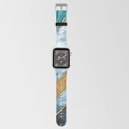 Art Deco Peacock Teal + Gold Marble Geode Chevron Apple Watch Band