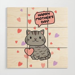 Grey Cat Mother's Day Wood Wall Art