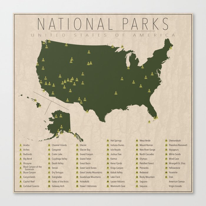 US National Parks Canvas Print