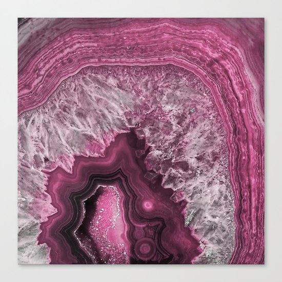 Purple and pink agate mineral gem stone- Beautiful backdrop Canvas Print