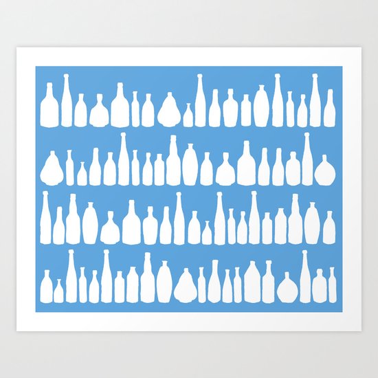 Bottles Blue Art Print