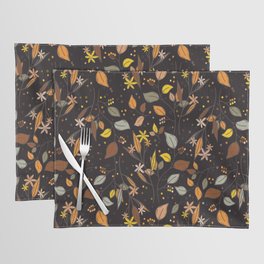 Autumn leaves, berries and flowers - fall themed pattern Placemat