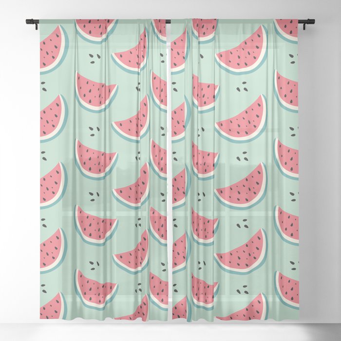 Watermelon Smile Pattern Sheer Curtain