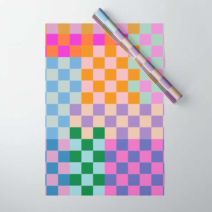 Checkerboard Collage Wrapping Paper