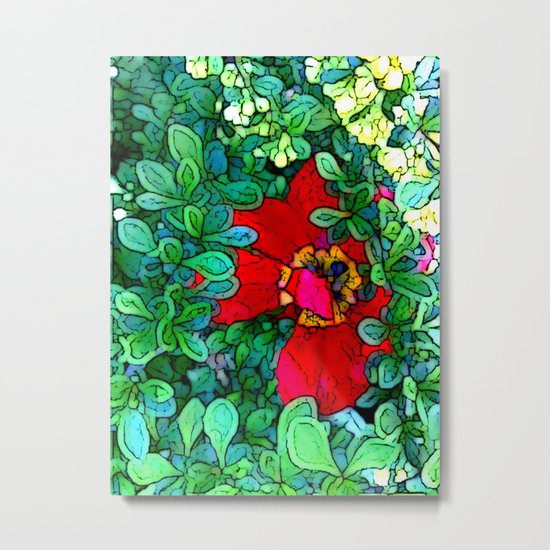 Shy Tulip Hiding Metal Print