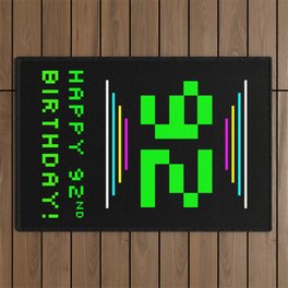 [ Thumbnail: 92nd Birthday - Nerdy Geeky Pixelated 8-Bit Computing Graphics Inspired Look Outdoor Rug ]