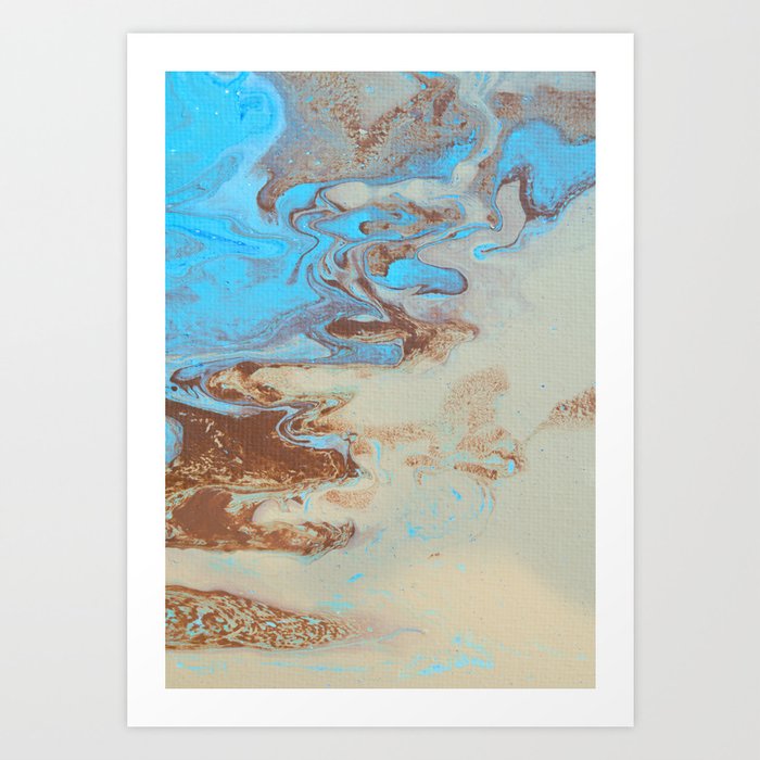 Fluid Art Acrylic Painting Pour 27 Brown Tan Blue Blended