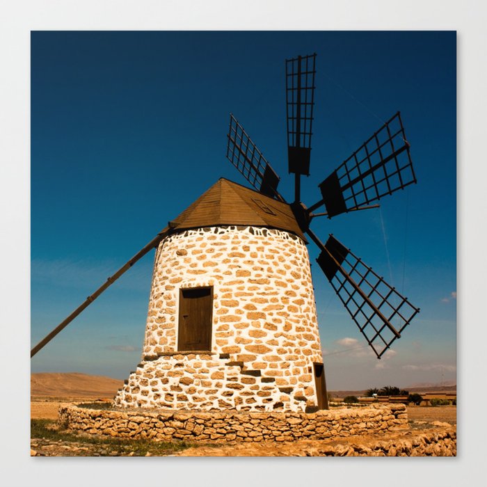 Spain Photography - Molino De Tefía Under The Blue Sky Canvas Print