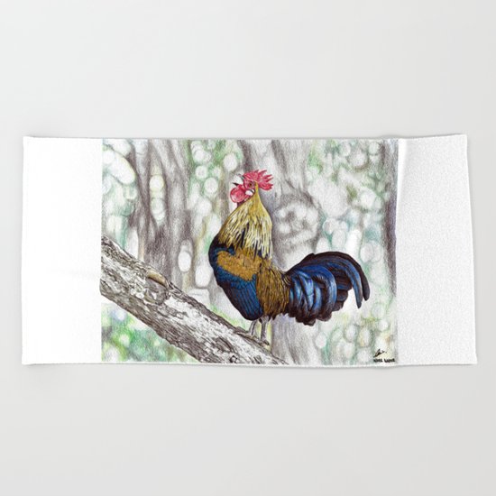 Red Junglefowl (Original Available for sale) Beach Towel