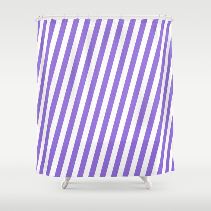 Purple and White Colored Lines Pattern Shower Curtain