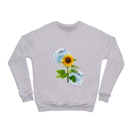 Sunflower Garden, Sunflower Watercolor Painting, Yellow & Blue Palette  Crewneck Sweatshirt
