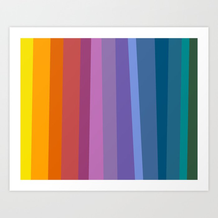 Modern Bright Rainbow Abstract Stripes Art Print