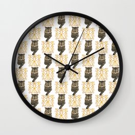 Bossy Sassy Cat and Butterfly Ornamental Pattern Wall Clock