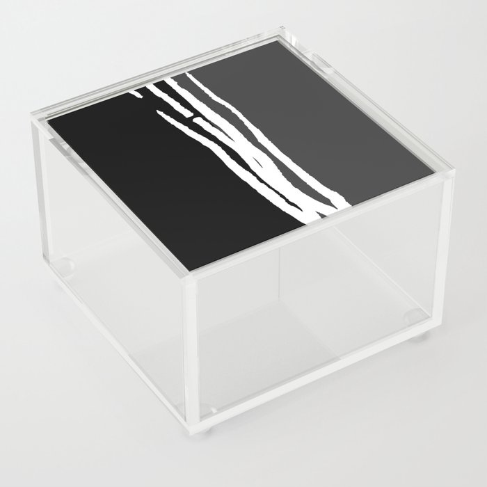 Abstract Line Art Black White Charcoal Gray Grey Acrylic Box