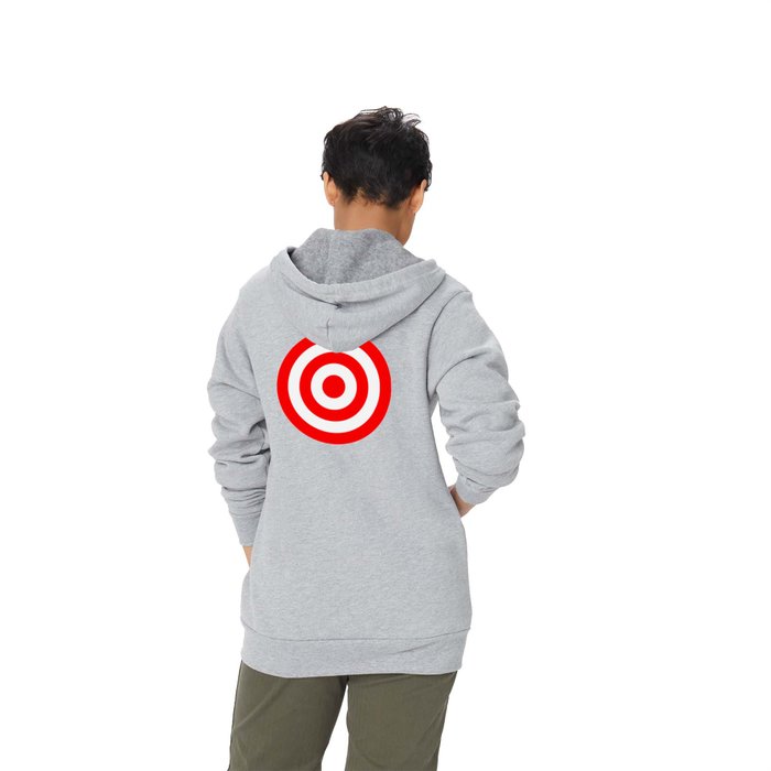 Bullseye Target Red White Shooting Rings Full Zip Hoodie by