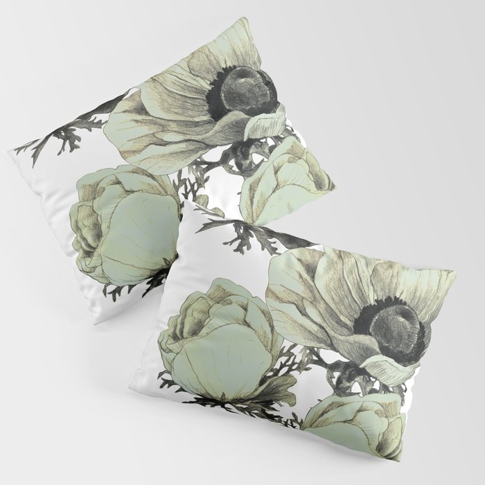 anemone flowers (white background) Pillow Sham