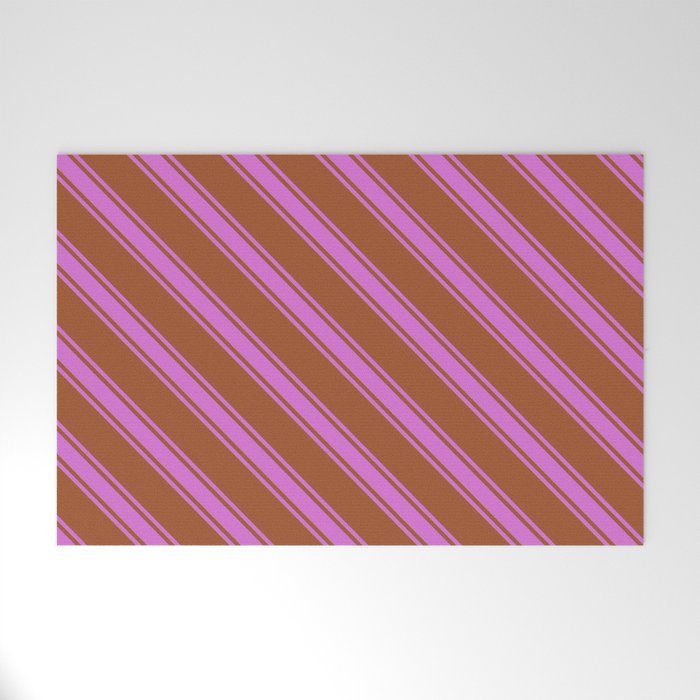 Sienna & Orchid Colored Lines Pattern Welcome Mat