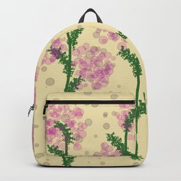 Verbena Flowers Backpack | Pinks, Graphicdesign, Leaves, Bubbles, Floral, Acrylic, Vines, Stems, Digital, Verbena 