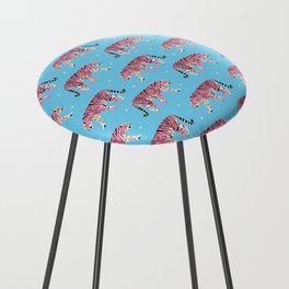 Pink Tiger Tropical Pattern Counter Stool