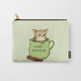 Chaihuahua Carry-All Pouch | Green, Puppy, Dogs, Latte, Vegan, Doge, Pun, Drawing, Herbal, Tea 