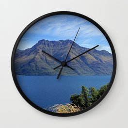 New Zealand Photography - Huge Mountain By Lake Wakatipu Wall Clock