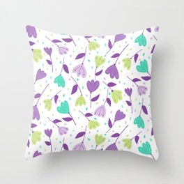double tulips lilac purple mint  Throw Pillow