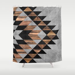 Urban Tribal Pattern No.10 - Aztec - Concrete and Wood Shower Curtain