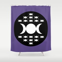Triple Moon Goddess - White, Black and Ultra Violet Shower Curtain