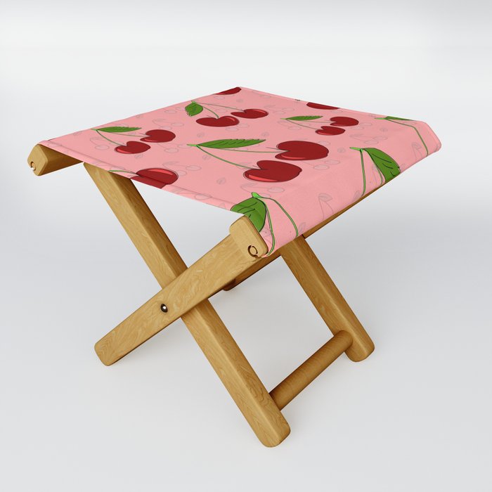 Cherry Cute Fruit Collage Food Fun Summer Pattern Folding Stool