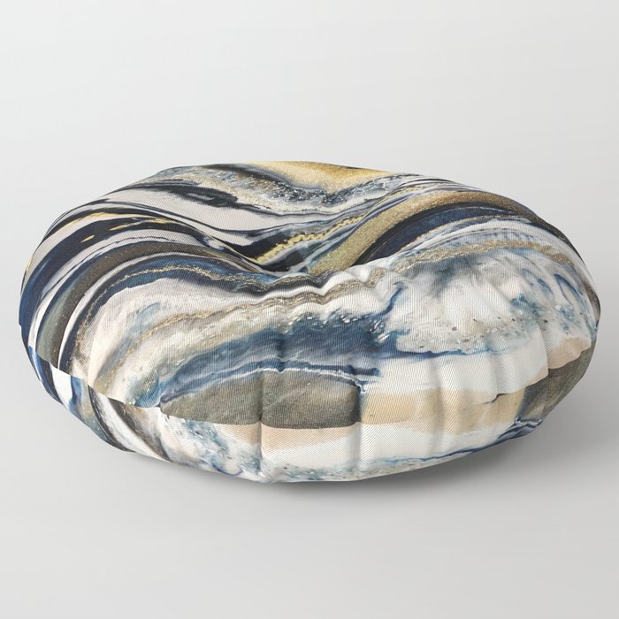 Flowing Geode Blue & Gold Floor Pillow