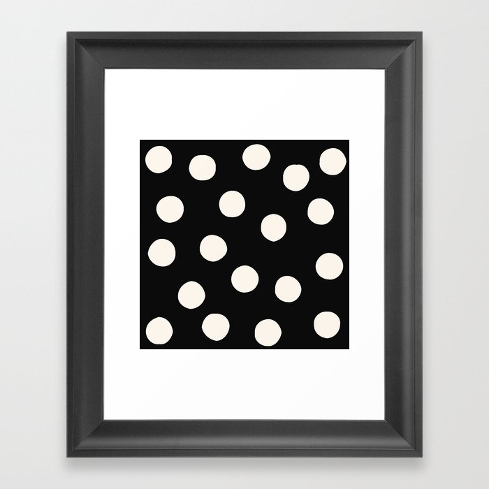 Black & White Random Polka Dots Framed Art Print