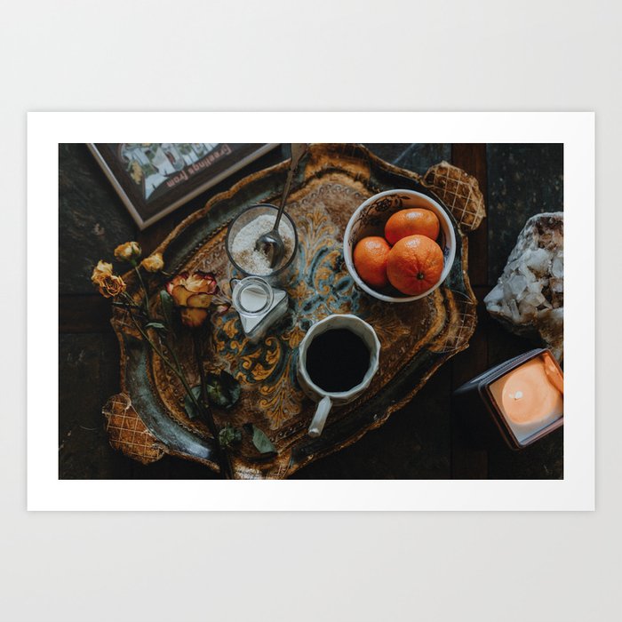 Still Life with Coffee and Clementines I Art Print