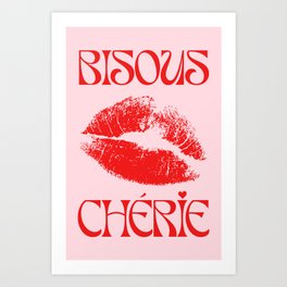 Bisous Cherie - Kisses Sweetheart Art Print