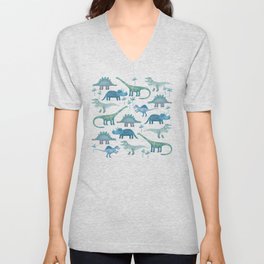 Dinosaurs Dark V Neck T Shirt