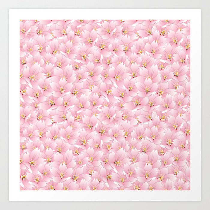 Cherry Blossom Flower Pattern 10 Art Print