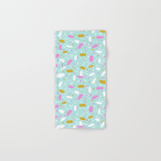 Terrazo mint pastel pink cute trendy modern abstract art painting painterly boho dorm college Hand & Bath Towel