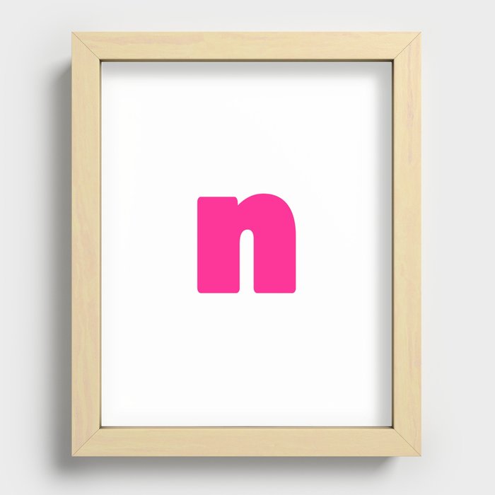 n (Dark Pink & White Letter) Recessed Framed Print