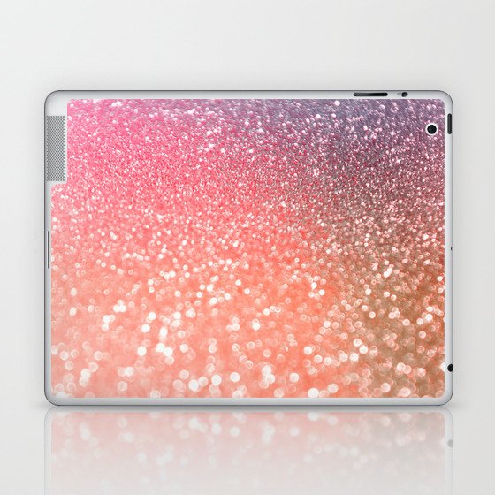 Rose Gold Peach Glitter Blush Laptop & iPad Skin